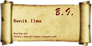 Benik Ilma névjegykártya